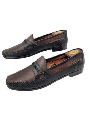 Mezlan Brown & Black Color block Italian Leather Loafers size 9 M